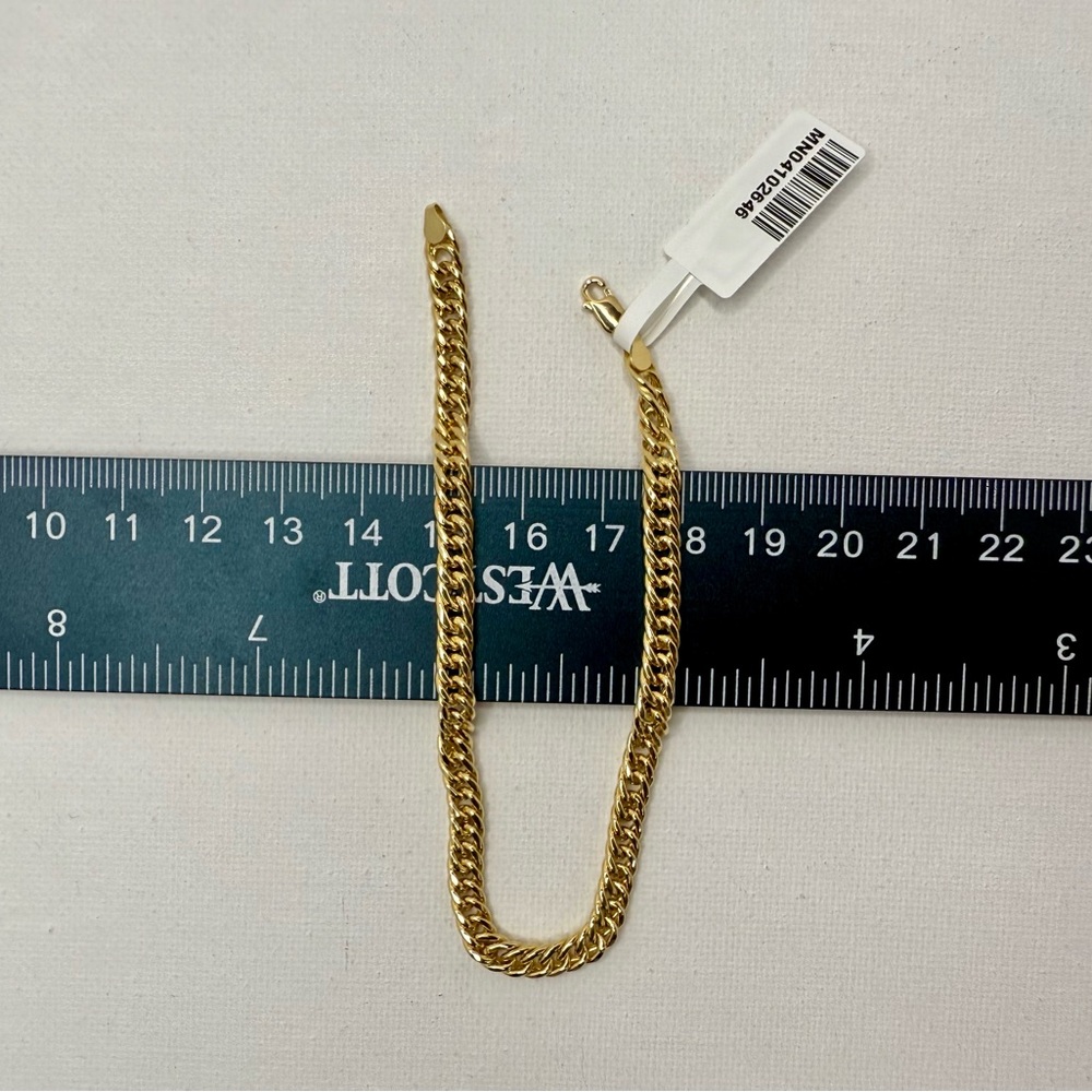 18K Genuine Gold Curb Link Chain Bracelet 8" (4.6mm) - Picture 10 of 14